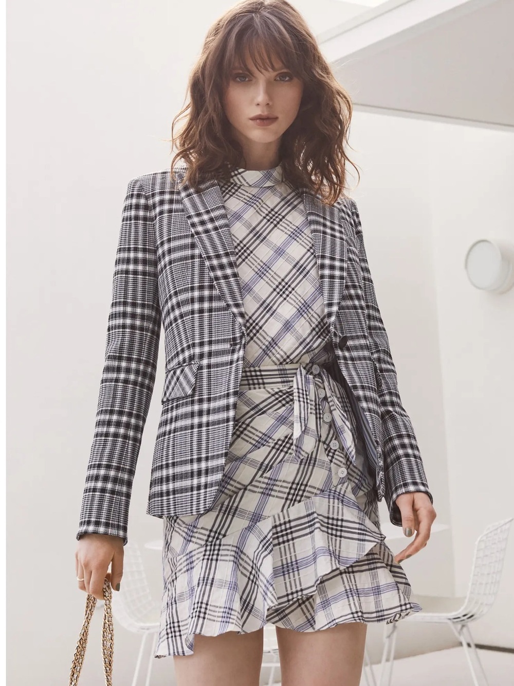 VERONICA BEARD Plaid Dickey Jacket One Button Black Blue Glen Plaid Size 2 EUC - Picture 3 of 16
